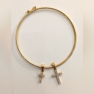 FLASH SALE Gold Over Copper Pave Cross Charm Bracelet